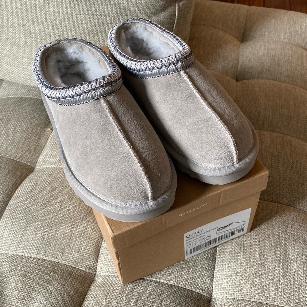 Quince Shearling Clog Slippers light gray